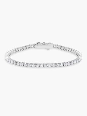Crislu Sterling Silver White CZ Tennis Bracelet